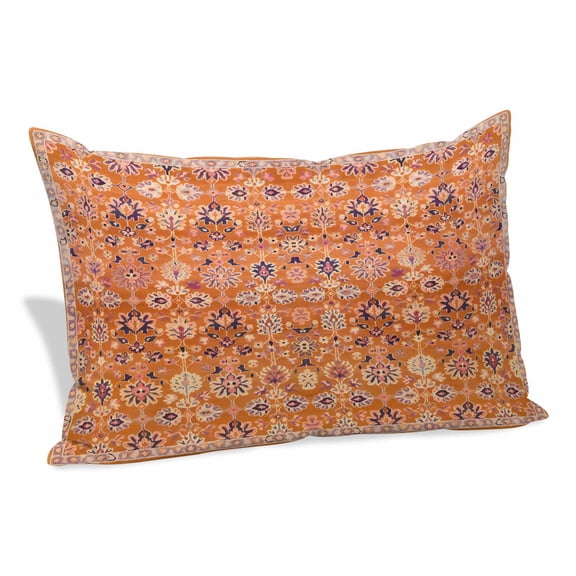 Boho Orange Pillow Covers 12"x20", Country Style Bohemian Floral Retro Tribal Soft Brushed Microfiber Breathable Throw Pillow Covers, Pillowcase with Zipper for Couch Sofa Bedroom Living Room