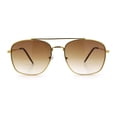thumbnail image 4 of Mens Classic Double Bridge Rectangular Metal Rim Mobster Sunglasses Gold - Brown, 4 of 7