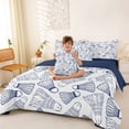 thumbnail image 3 of Castle Fairy Badminton Sport King Bedding 7pcs, Ball Game King Bed in a Bag, White Navy,Navy Blue Reversible, 3 of 7