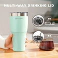 thumbnail image 5 of Maestri House 30oz Tumbler with 2-in-1 Lid, Stainless Steel Vacuum Insulated Water Coffee Tumbler Cup, Double Wall Powder Coated Travel Mug Thermal Cup for Home and Outdoor (Bay Blue), 5 of 7