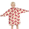 thumbnail image 3 of Red Butterfly Red Silhouette Pattern Blanket Hoodies for Kids 6-13YR Oversize Wearable Blanket Hoodies for Boys Girls Teens, 3 of 7
