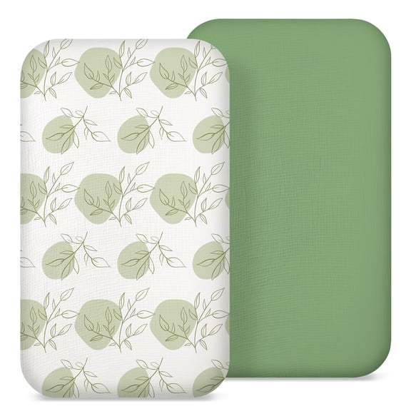 Babyomi Baby 2-Pack Muslin Cotton Bassinet Sheets, 33*17*4inch Bedside Sleeper, Green