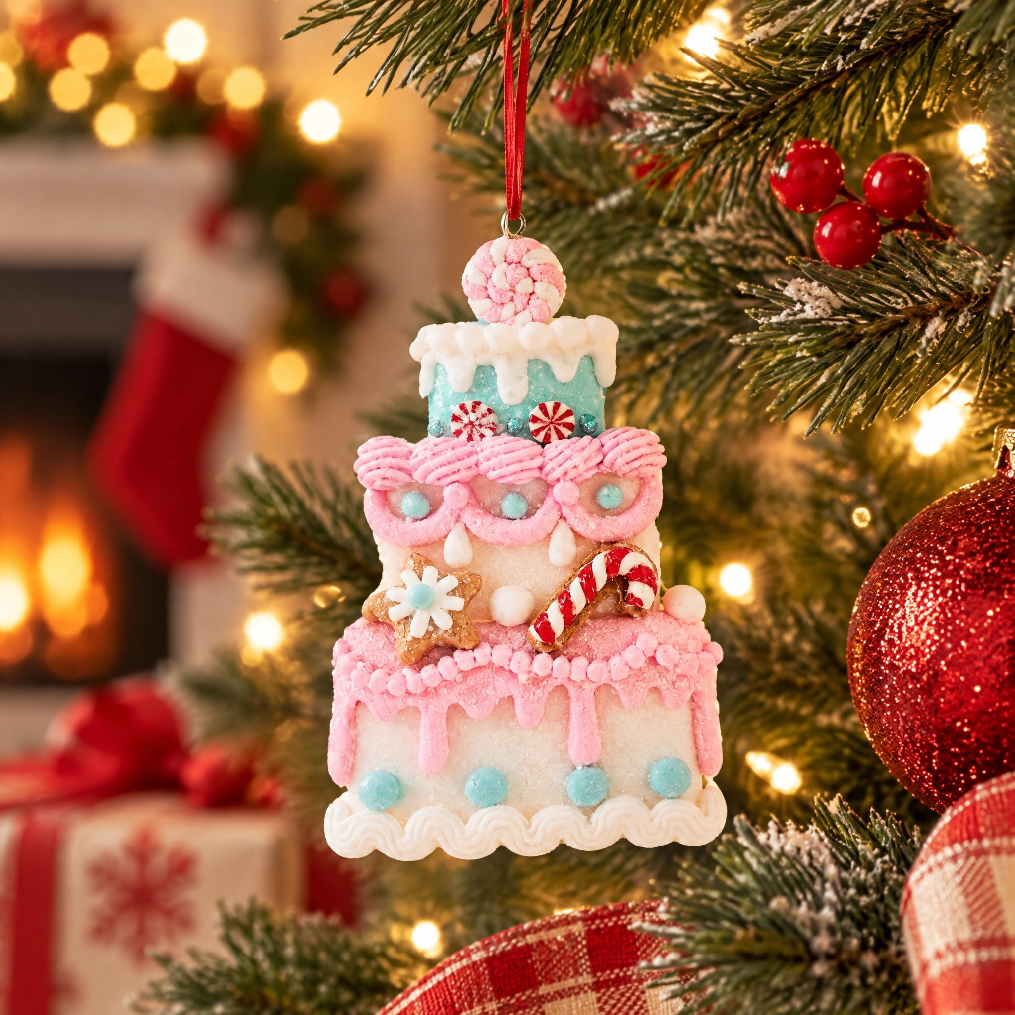 Multicolor Clay Dough Cake Christmas Ornament, 4.5", by Holiday Time