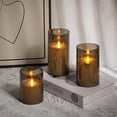 thumbnail image 4 of Upinmz Flickering Flameless Candles with Remote and Timer，Battery Operated Acrylic LED Pillar Candles ，for Christmas Decorations Home Decorations ，Set of 3, 4 of 10