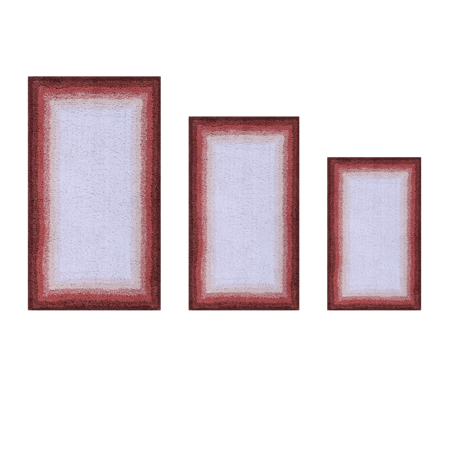 Better Trends 3 Piece Bathroom Rug Set, 100% Cotton, Extra Soft Tufted Bath Mat, Water Absorbent & Non Slip Bath Rug, (Rose) Torrent Collection