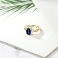 thumbnail image 4 of Gem Stone King 2.30 Ct Oval Blue Created Sapphire 18K Yellow Gold Plated Silver Solitaire Engagement Ring, 4 of 4