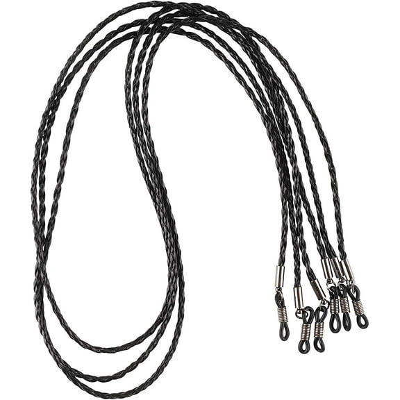Elegant Eyeglass, Sunglass Strap-Chain- Retainer Braided, Sports Band, Black 3 Pack - PU Leather For Men Women By HANGIT