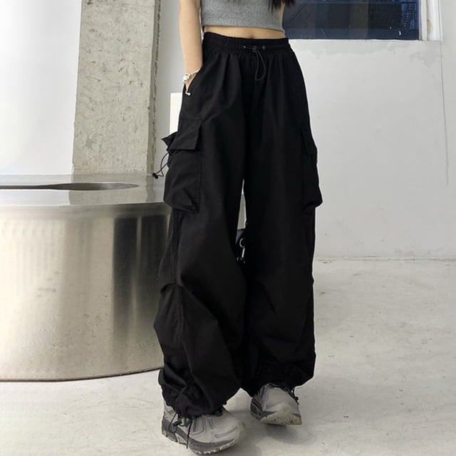 Pantalón Cargo Pantalones Cargo Mujer American Y2k Vintage Cargo Pantalones Streetwear (Negro L) Ygjytge para Mujer Negro T L