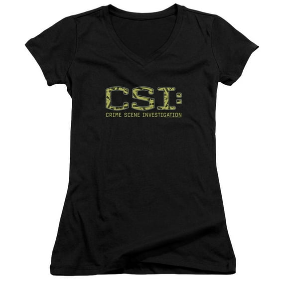 Csi Collage Logo Junior Women's V-Neck T-Shirt Black