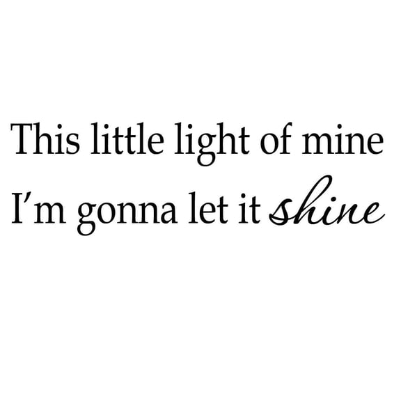 VWAQ This Little Light of Mine I'm Gonna Let It Shine Wall Decal Sticker Quote Inspirational Saying Gospel