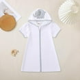 thumbnail image 2 of Curuila Kids Girls Boys Bathrobe Cartoon Prints Hooded Zip Up Short Sleeve Beach Towel Robe Grey Size 3-4 Years, 2 of 6