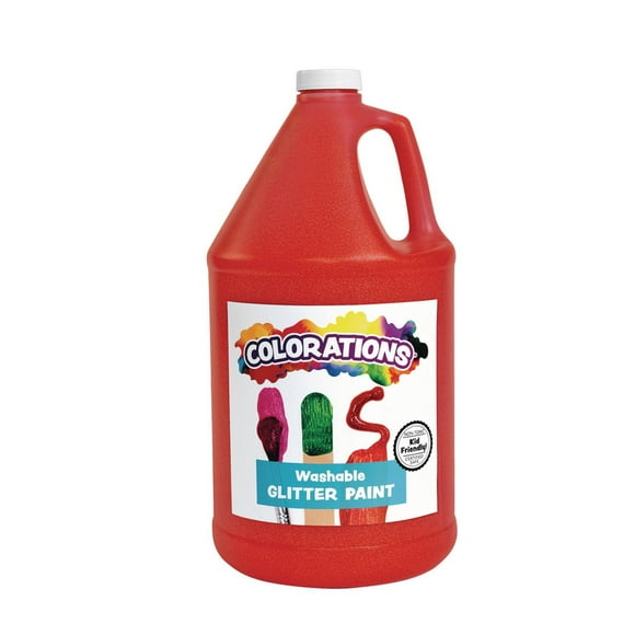Colorations Washable Glitter Paint, Gallon, Red, Non Toxic, Vibrant, Bold, Kids Paint, Craft, Hobby, Fun, Art Supplies