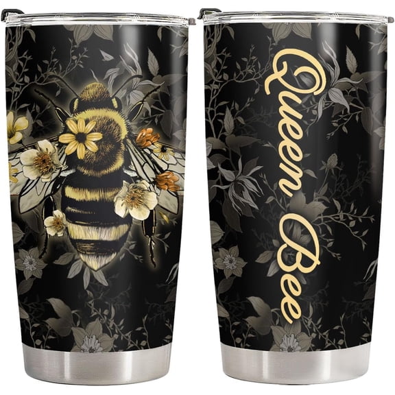 Queen Bee Tumbler with Lid, 20oz Stainless Steel Vacuum Insulated Coffee Mug, Honey Bee Gifts for Birthday Mothers Day Christmas, Gifts for Women Teachers Mom Daughter Friend