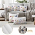 thumbnail image 6 of Pink Blue Yellow Floral Pillow Covers 2 Pack Butterfly Wildflower Pillowcase Waterproof Outdoor Throw Pillow Cover for Patio Garden Square Cushion 26”x26”, 6 of 9