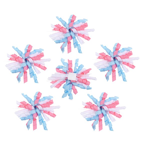 Uxcell 4" Curly Bows for Gift Wrapping, 6Pcs Self Adhesive Twist Tie Grosgrain Ribbon Bow for Treat Bag Christmas Birthday Gift Box Party Favors Decor, White Blue Pink