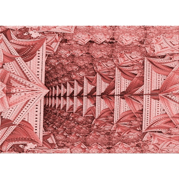 Ahgly Company Machine Washable Indoor Rectangle Transitional Red Area Rugs, 2' x 5'