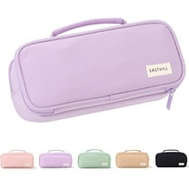 YSTHDL Large Capacity Pencil Case Pen Pouch Organizer Canvas Pencil Bag with Handle-Purple