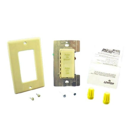 Leviton 10601-I MicroDim Light Dimmer Switch with LED Brightness Indicator, 600W, for Incandescent Lighting Only, Ivory