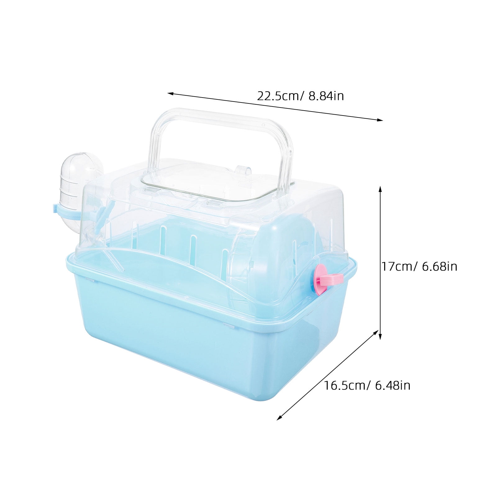 QIFULL Portable Sky Blue Small Pet Carrier Cage Plastic Hamster Travel Box for Outdoor Use