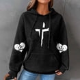 thumbnail image 2 of DDAPJ pyju Cross Graphic Hoodies for Women Waffle Knit Hooded Sweatshirt Loose Casual Pullover Hoodie Christian Blessed Sweatshirts with Kangaroo Pocket Black S, 2 of 6