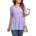thumbnail image 2 of FIUFY Women Peplum Tops Casual V Neck Short Sleeve Tunic Shirts Summer Babydoll Blouses, 2 of 5