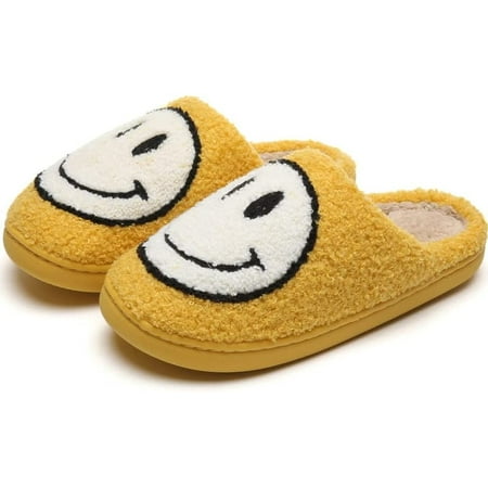 

Smile Face Slippers For Women/Men Retro Soft Plush Lightweight Smiley Face House Slippers Indoor Outdoor Cozy Trendy Slip-On Slipper