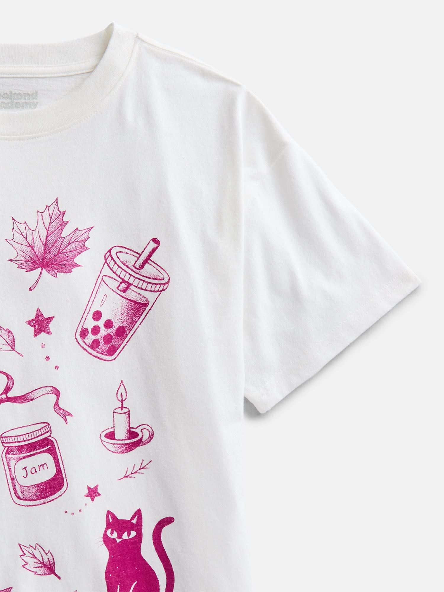 Weekend Academy Girls Oversized Graphic Cotton Tee with Short Sleeves, Sizes 4-18