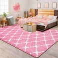 thumbnail image 3 of TWINNIS 4'x6' Area Rug Geometric Non Slip Fluffy Carpet,Soft Plush Polyester Rug for Living Room Bedroom,Pink White, 3 of 9