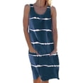 thumbnail image 2 of Vestido tipo túnica con estampado de rayas sueltas para mujer, sin mangas, hasta la rodilla, con vuelo, 2 of 5