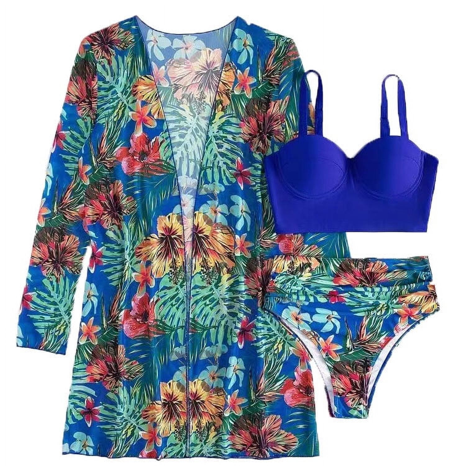 Aloohaidyvio bikini tops for women ,Women Sexy Print Deep V Swimming Trunks Split Swimsuit Bikini Three Piece, Swimsuits for Women 2 Piece