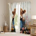 thumbnail image 3 of Feelyou Kawaii Brown Cow Blackout Curtains Set of 2 (52x84 Each) for Kids, Rustic Groovy Floral Window Curtains, Cute Cartoon Farm Animal Curtains and Drapes, Blackout Curtains Bedroom Decor, 3 of 6
