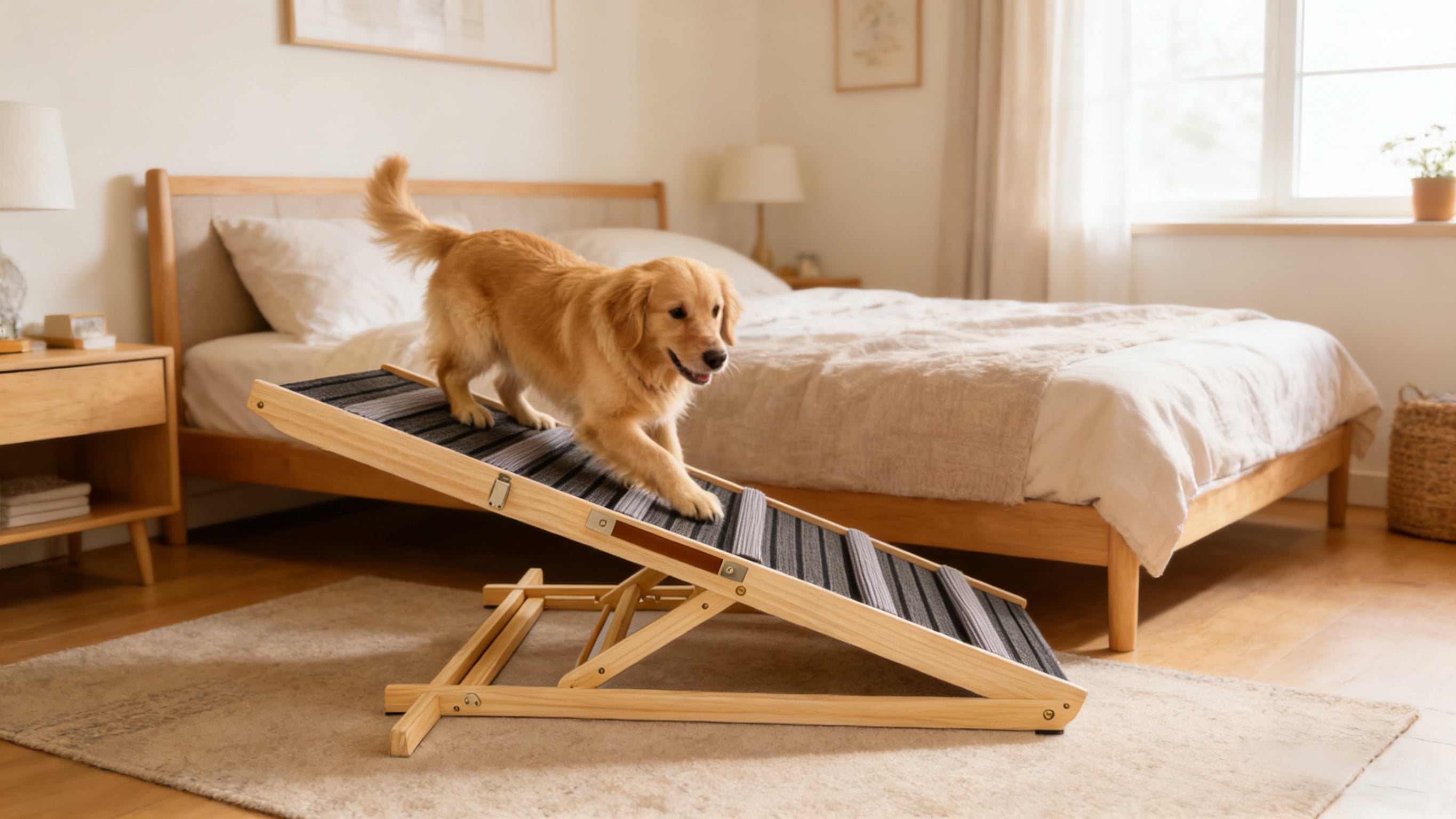 Upgraded Dog Ramp for Couch, 6 Adjustable Height 14'' to 25'', Portable Stable Pet Sofa Ramp with Non-Slip Pad, Anti-Slip Pet Stairs Ramp for Small Dogs, Elderly & Injured Pets