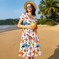 thumbnail image 4 of Naloa Flowers Birds And Butterflies Print Womens Summer A-Line Dress with Pockets,Short Sleeve Dresses,Flowy Beach Swing Dress for Vacation Travel, 4 of 6