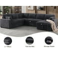 thumbnail image 4 of Modern Sleeper Sofa Set with Pull Out Bed Storage Chaise Fabric Dark Gray, 4 of 9