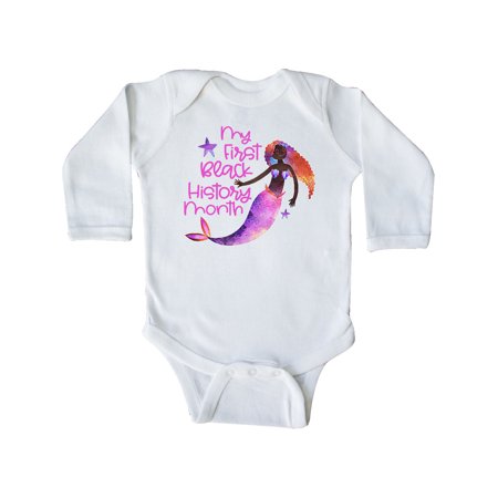 

Inktastic My 1st Black History Month with Mermaid and Starfish Gift Baby Boy or Baby Girl Long Sleeve Bodysuit