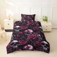 thumbnail image 2 of Homewish Spooky Skull Twin Duvet Cover,Skeleton Halloween Twin Bedding,Pink Rose Comforter Cover,Black Reversible,2pcs,1 Duvet Cover and 1 Pillowcase, 2 of 6