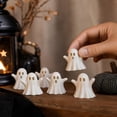 thumbnail image 3 of 5pcs Mini White Ghost Figurines, Resin Halloween Ghost Statues with Hollow Face Designs, Small Spooky Tabletop Decorations for Tiered Tray, Shelf, Mantel, Desk and Seasonal Home Decor, White, 3 of 6