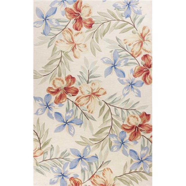 HomeRoots 352382 Tapis en Polyester Ivoire 3 Pi 3 Po x 5 Pi 3 Po