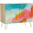 thumbnail image 3 of PixonSign Sideboard Buffet Cabinet, Kitchen Storage Cabinet with 2 Doors, Bright Rainbow Pastel Paint, Cupboard Console Table for Dining Room - 35" L x 18" W x 29" H, 3 of 5