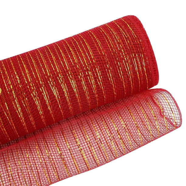 Cinta de 26 cm x 10 yardas para decoración de árbol de Navidad, diseño de escena navideña DIY, lazo de malla, colgante, cinta de hilo