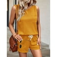 thumbnail image 2 of Mawalde 2 Piece Short Set for Women Sleeveless Halter Tank Top and Shorts Lounge Set Two Piece Summer Vacation Beach Set Yellow L, 2 of 6