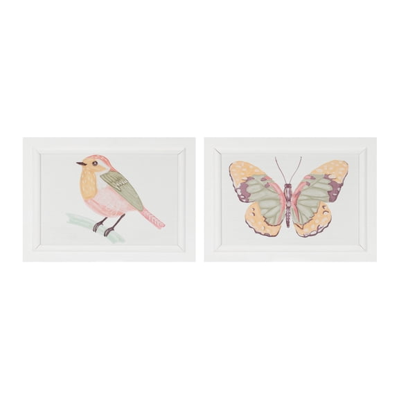 Melrose Framed Bird and Butterfly Wall Plaques - 11.5" - Set of 2
