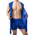 thumbnail image 2 of Men's Hooded Robe, Soft Lightweight Bathrobe for Men with Pockets, Casual Long Sleeve Lounge Robe for Home, Shower, or Pool, 2 of 8