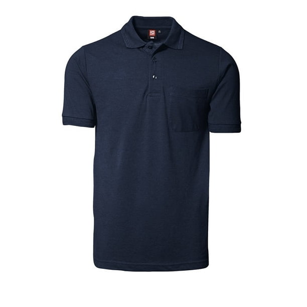 ID - Polo pique de manga corta de ajustado medio Modelo Classic con bolsillo Hombre Caballero (Azul marino)