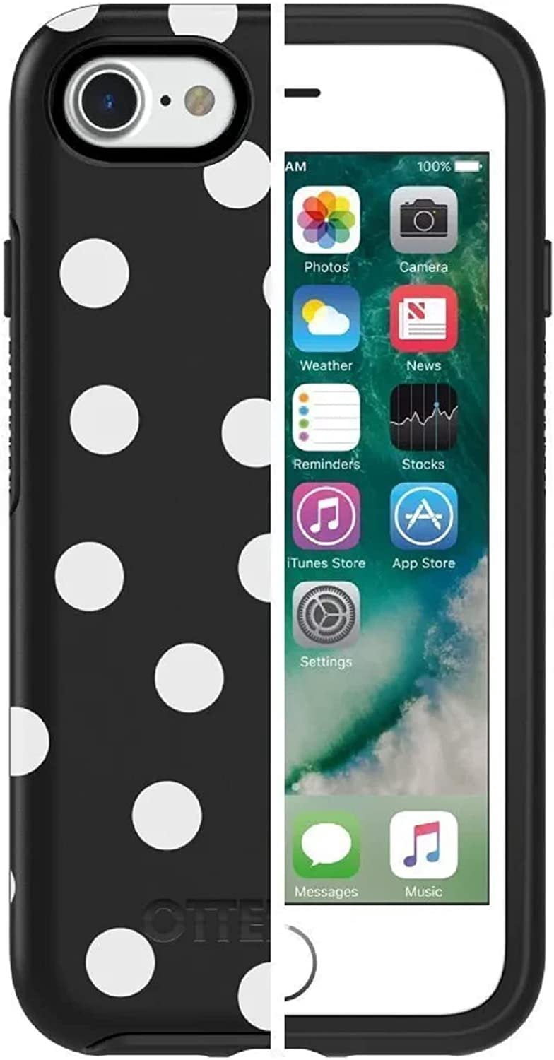 OtterBox Symmetry Series Case for iPhone SE 3rd and 2nd gen and iPhone 8/7 Only - Non-Retail Packaging - Date Night Black/White Polka Dot Graphic