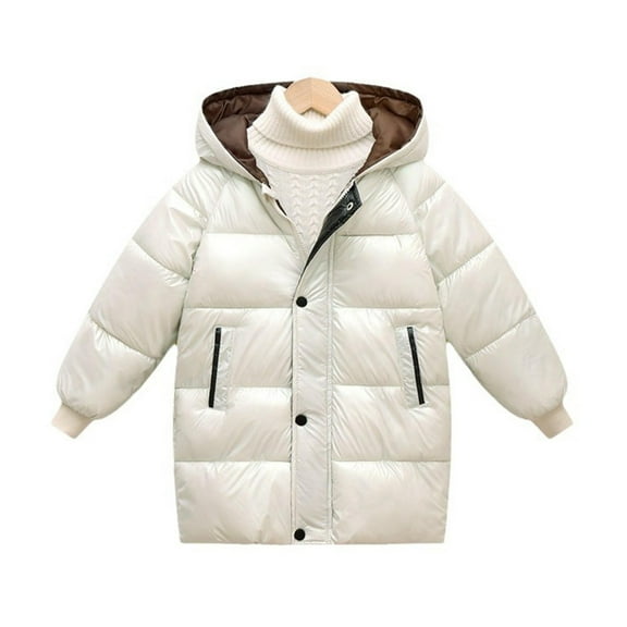 REDARER Kids Hooded Puffer Coat, Mid-Long Padded Jacket for Boys and Girls, Thick Winter Outwear for Children,Size:6-7 Years