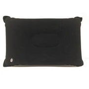Inflatable Rectangle Travel Camping Pillow Easy Inflate Velvet Cover Compact [Black]