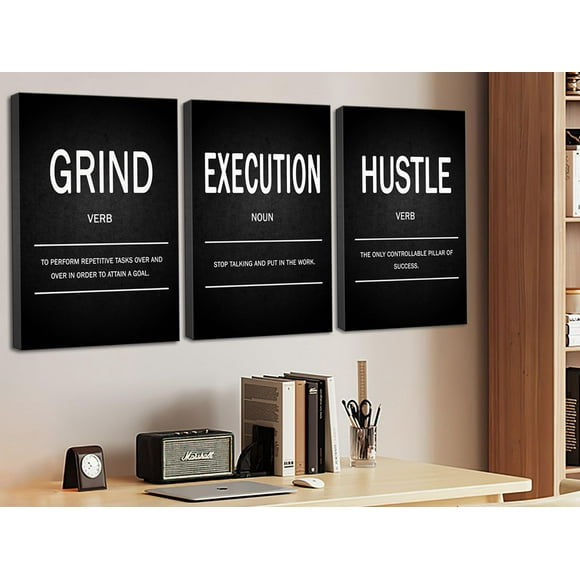 Lienzo de pared motivacional Deergar Grind Hustle Execution