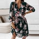 thumbnail image 2 of Vestido largo plisado con estampado floral de fiesta de vacaciones de manga larga con estampado casual para mujer Fridja  nalpqowj5000, 2 of 8