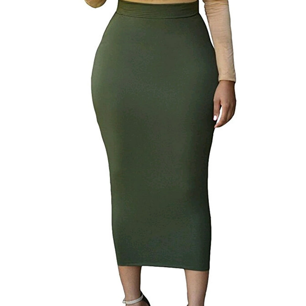 Fiomva Women Casual High Waist Skirt Long Bodycon Stretchy Maxi Skirt Pencil Skirt Walmart
